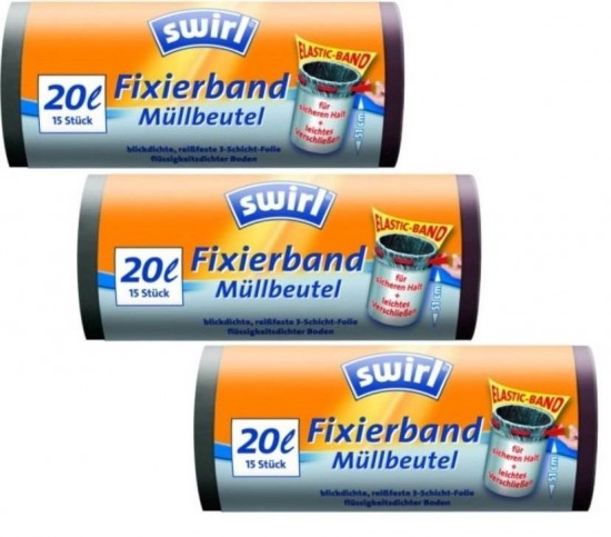 Swirl vuilniszakken 20 Liter Fixeerband