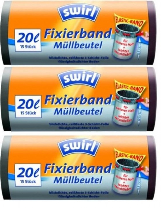 Swirl vuilniszakken 20 Liter Fixeerband