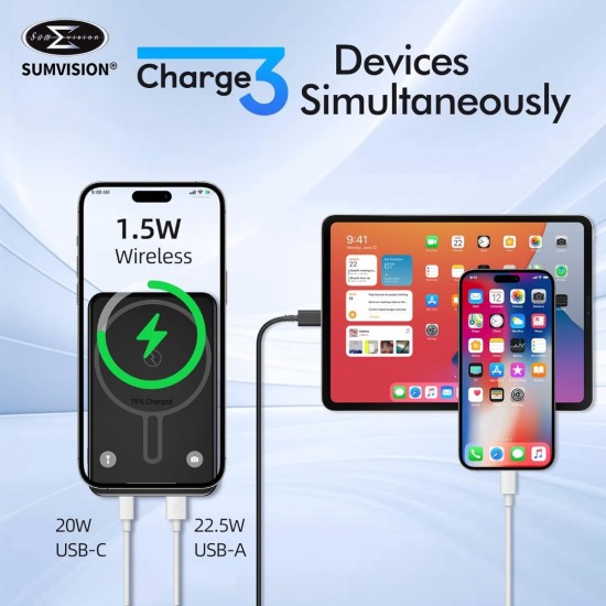 Sumvision Draadloze Powerbank 10000 mAh - Magsafe oplader
