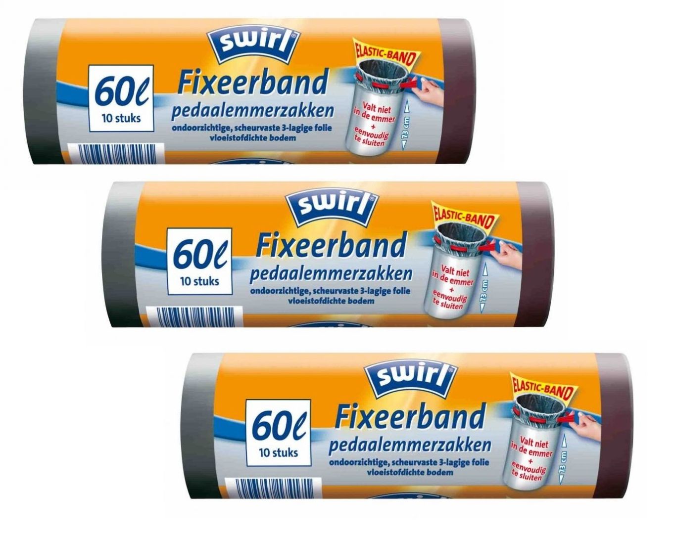 Swirl vuilniszakken 60 liter Fixeerband